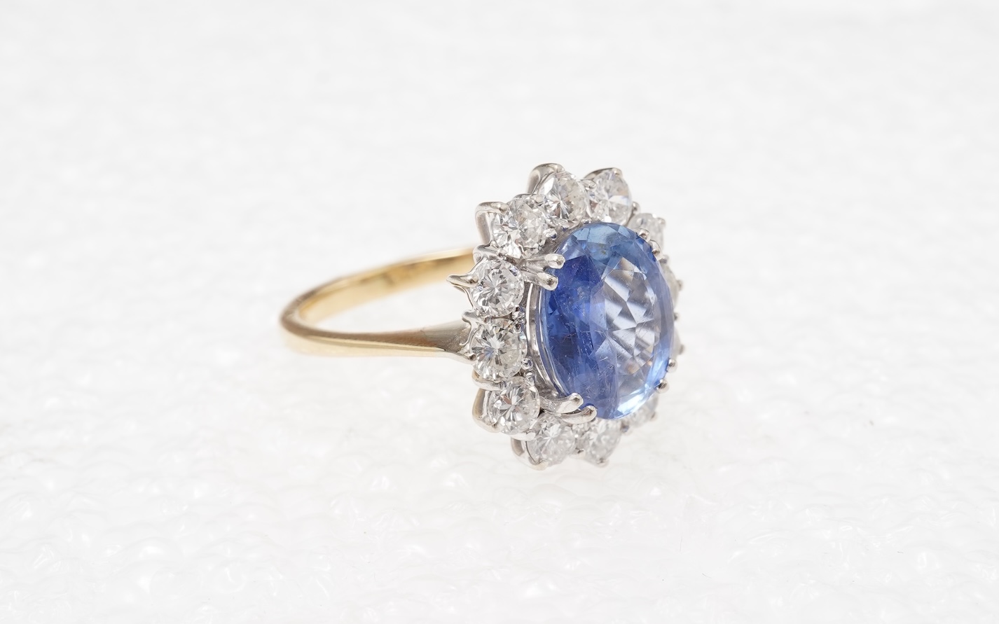 A sapphire and diamond cluster ring